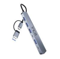 INCA IUTP-7T USB/Type-C Hub X5 USB 3.0 + 2 Type-C Aluminyum Kasa ÇOKLAYICI 